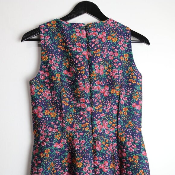 J.Crew Botanic Jacquard Sheath Dress In Mayapple Navy Green Valerie Size 4 - Picture 4 of 9